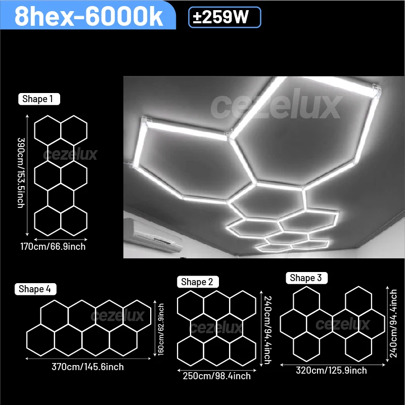 Kapperszaak kapsalon hexagonale led-verlichting voor garage werkplaats kantoor sportschool auto berging studio plafondlamp honingraatbuis