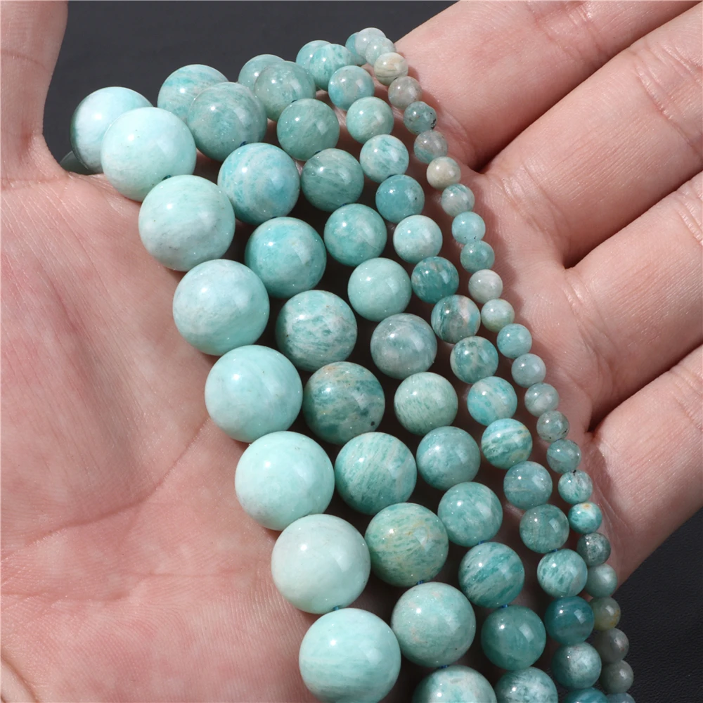 Natural Amazonite Stone Bead Blue Blue Semi-precious Loose Spacer Beads Charm For Jewelry Making DIY Bracelet Necklace Accessory