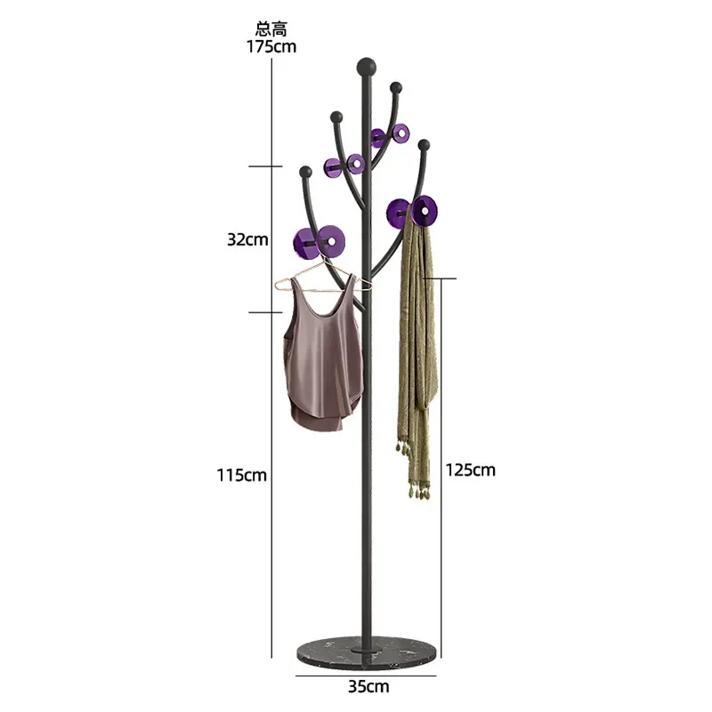 Flowers bloom and wealth coat rack, bedroom floor-to-ceiling clothes rack
