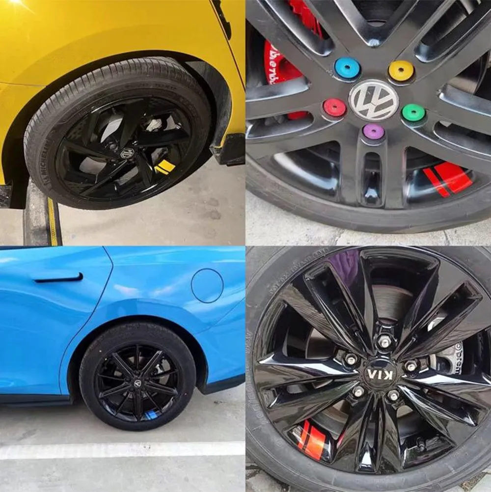 6PCS Reflective Car Wheel Decal Stickers Pressure Adhesive Auto Car Sticker Wheel Hub Decals Accessories