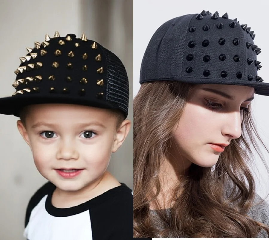 BASEBALL CAPS FOR BOTH Men Women Boys Girls Punk Studded Baseball Hip-Hop Hat Adjustable Snapback Spike Rivet Stud Cap