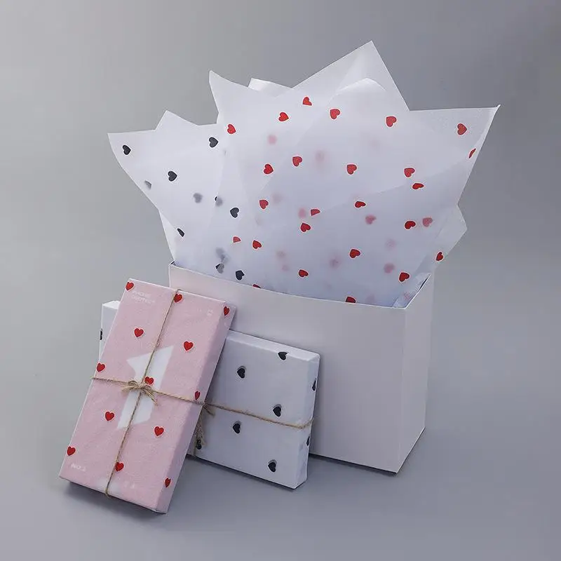 40 Sheets Small Peach Heart Paper Floral Lining Paper Bagged For Floral Arrangements Holidays Birthdays 50X35CM