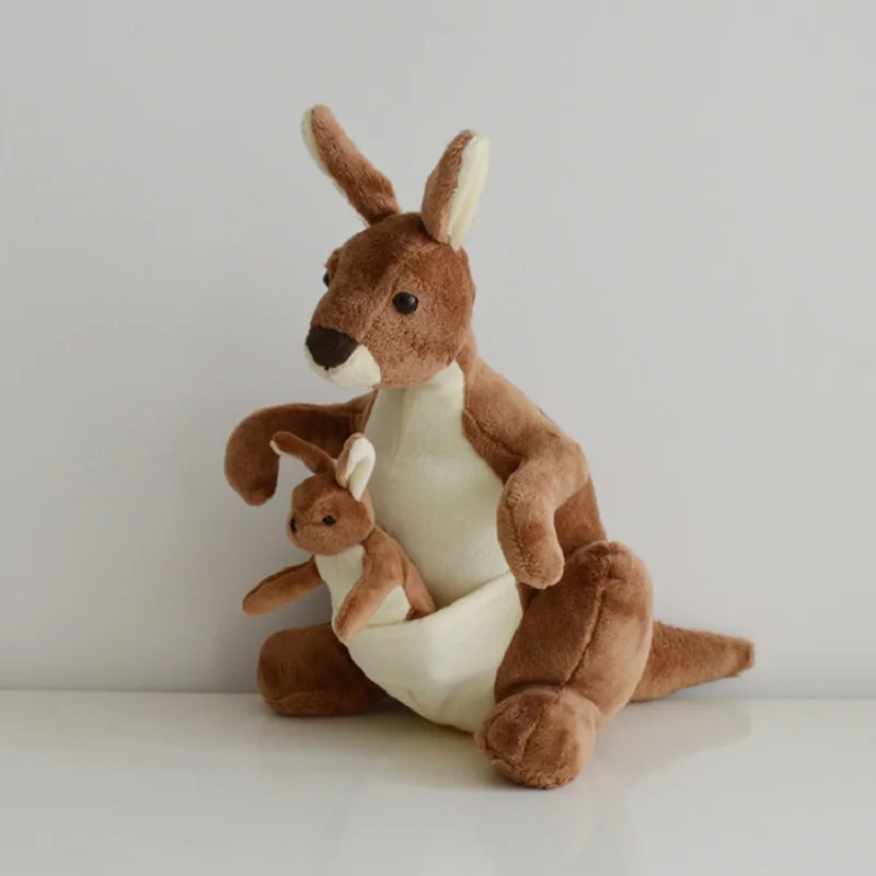 Lovely Kangaroo Parent & Son Brown Animal Soft Stuffed Doll Plush Toy Girl Boy Birthday Christmas Gift 1pc