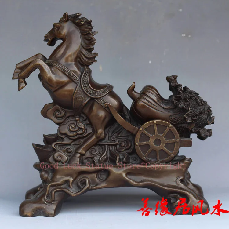 Good LUCK HOME SHOP business lobby efficacious Mascot bronze horse cabbage meaning thriving Money FENG SHUI art Sculpture