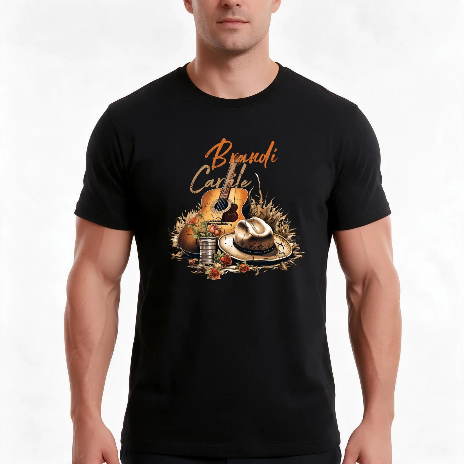 Brandi Vintage Guitar T-Shirt, Summer Casual Cotton Tee, Oversized Streetwear Tops, Vintage Graphic Print, Unisex Men Women