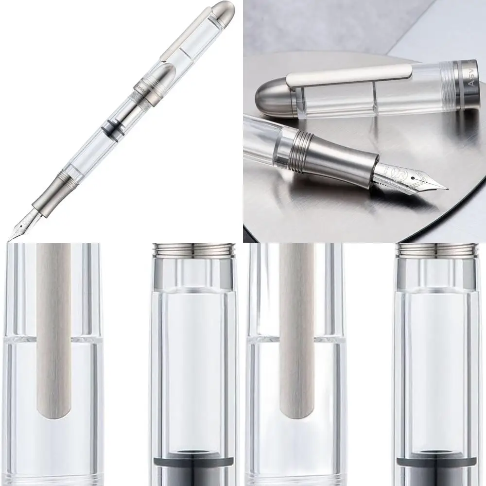 

Transparent Acrylic Titanium P36 Fountain Pen with Bock Extra Fine Nib, Piston Filling System, Ideal for Smooth Signatures and G