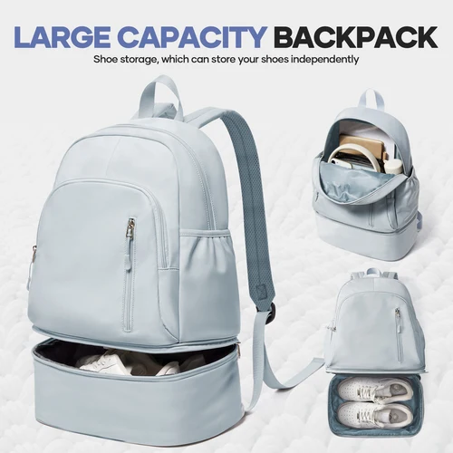Imagen 1 del producto Mochila deportiva para mujeres y hombres, mochila de gimnasio con compartimento para zapatos, mochila de viaje plegable, bolsa deportiva impermeable para natación, Yoga