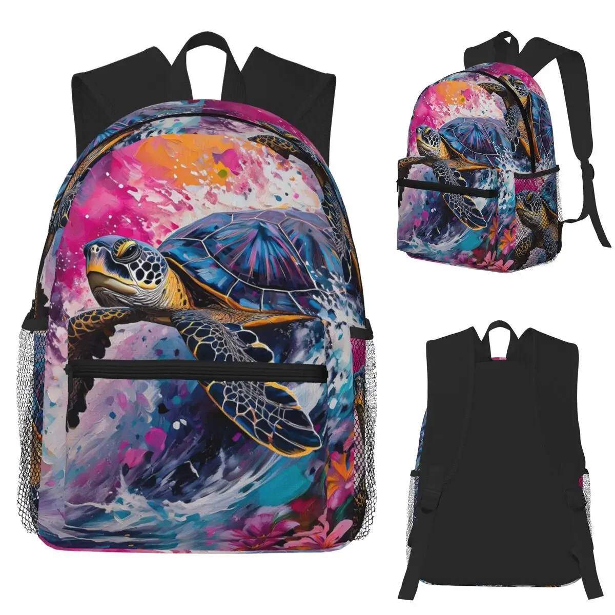 

Colorful Turtle Painting Ocean Art Sea Life Student Backpack School Bag Hiking Daypack for Boys Girls Bookbag Shoulder Bags