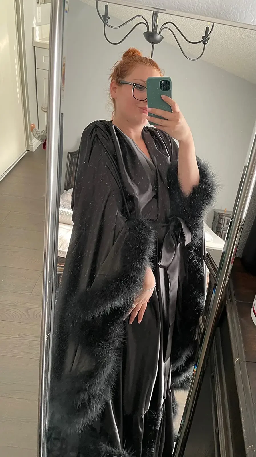 Flare Sleeves Feather Robe para senhoras, Lingerie De Seda, Pijamas De Cetim, Boudoir De Noiva, Vestido De Luxo, Casamento E Festa De Aniversário