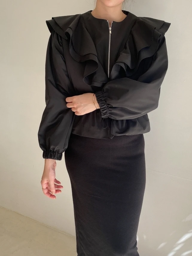 Koreańska kurtka damska z zamkiem błyskawicznym, nowa kolekcja wiosenna, modna, ze ściągaczem w talii, z podkreślonym dołem, wysokiej jakości odzież wierzchnia.