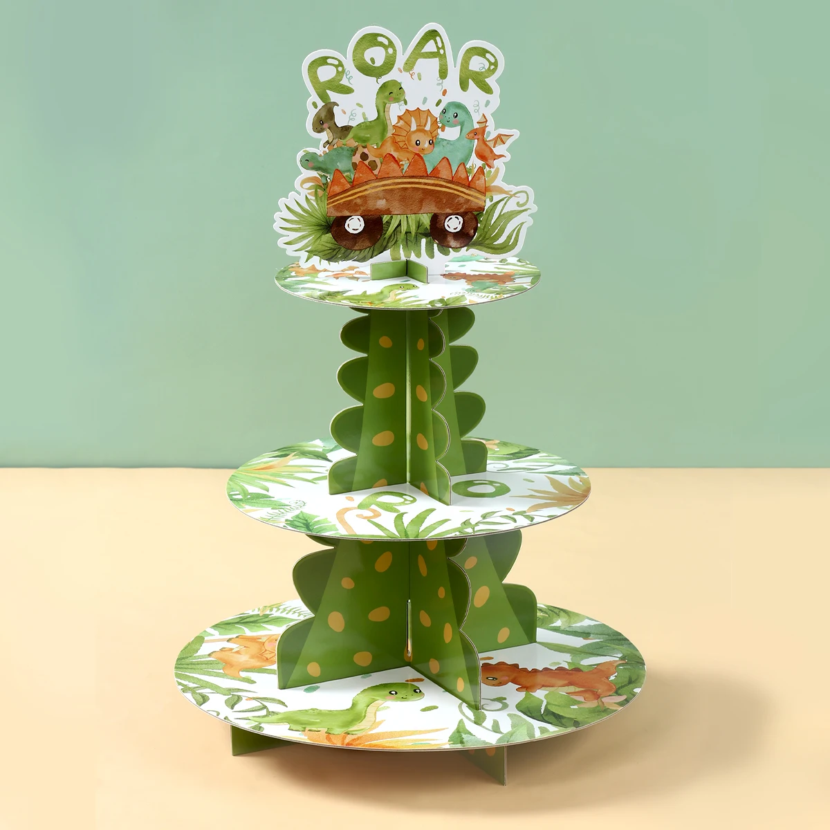 3 Layer Cute Cartoon Dinosaur Cake Stand Display Birthday Party Cupcake Rack Holder Kids Baby Shower Cake Tray Decoration Favors