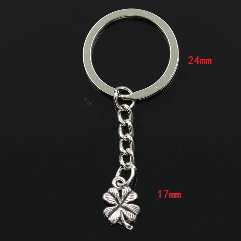 New Fashion Keychain 17x11mm Lucky Irish Four Leaf Clover Pendants DIY Men Jewelry Car Key Chain Ring Holder Souvenir For Gift