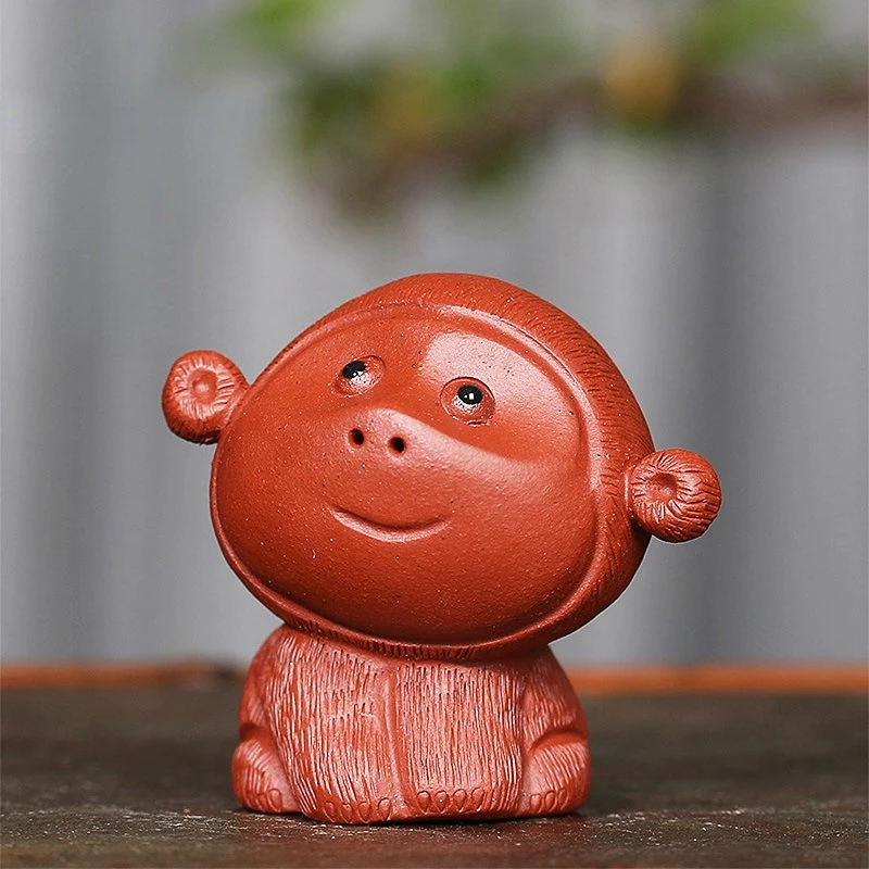 

Purple Clay Monkey Tea Pet Zen Tea Set Coarse Pottery Handmade Chinese Animal Cute Modern Style Home Decor