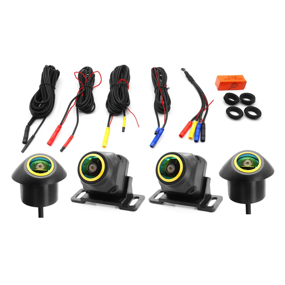 QMKJ-Caméra Surround Résistante à 360 °, 720P/1080P AHD 8K, Lentille Dorée, Système de Vue d'Oiseau de Voiture, Accessoires de Vue Avant/Arrière pour Radio Android