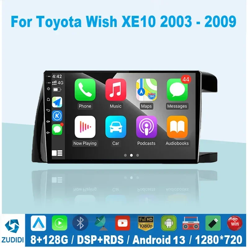 

Android 13 Wireless Carplay 128GB 2 Din Android Auto Car Radio For Toyota Wish XE10 2003-2009 Multimedia Player GPS Autoradio
