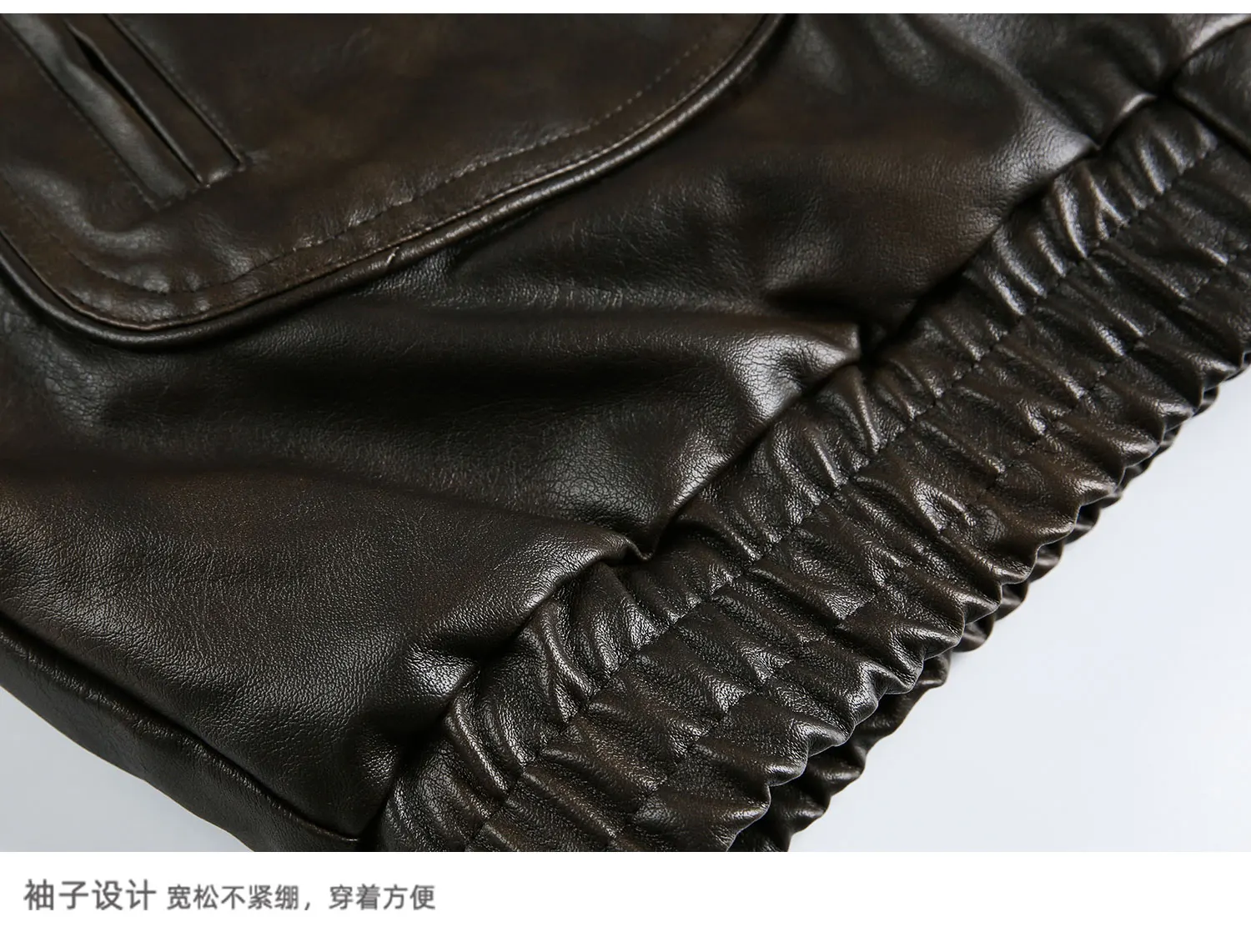 النمط الأمريكي الرجعية بولي Leather الجلود الوقوف طوق سترات الرجال النساء 2025 شتاء جديد الاتجاه الدافئة سترات سترة جيب الديكور تانك القمم #4