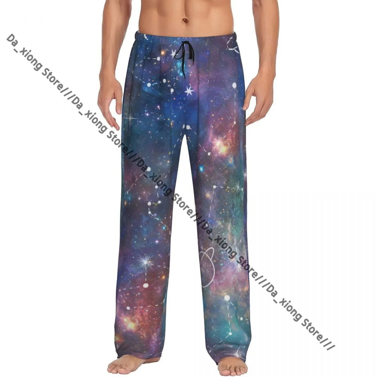 

Men's Sleepwear Loose Sleep Pants Pajamas Constellation Moon And Planet Galaxy Long Lounge Bottoms Casual Homewear