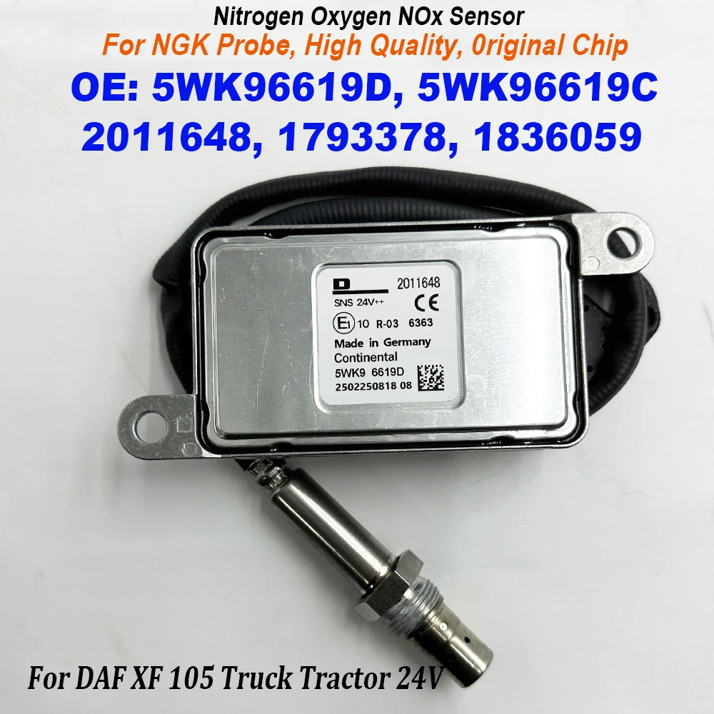 

5WK96619D 5WK96619C 2011648 1793378 1836059 Nitrogen Oxygen NOX Sensor For NGK Probe High Quality Chip For DAF Truck 24V
