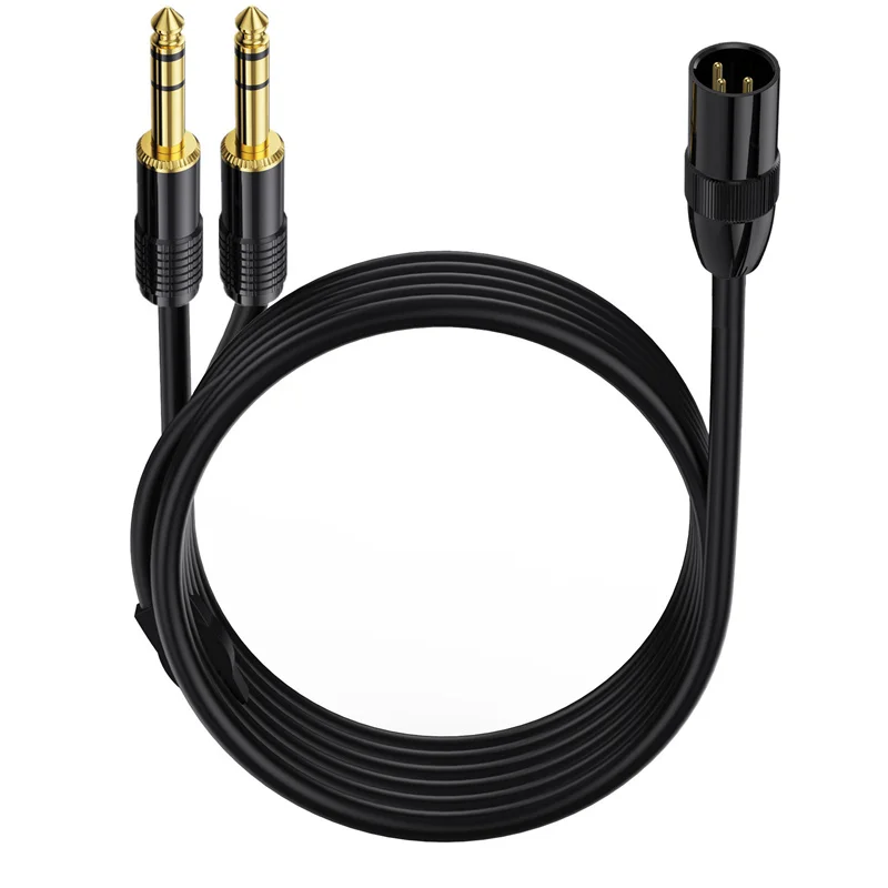 2 Dual XLR Male to 6.35mm (1/4inch) TRS Male PlugMicrophone Stereo Unbalanced Audio Converter Adapter Y Splitte Cable Cord