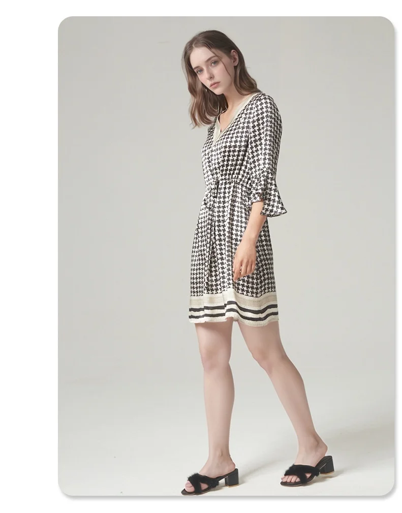 2025 Summer Heavyweight Silk Nightgown for Women - 100% Mulberry Silk, Versatile for Outer Wear, Short-Sleeved V-Neck Dress Loun