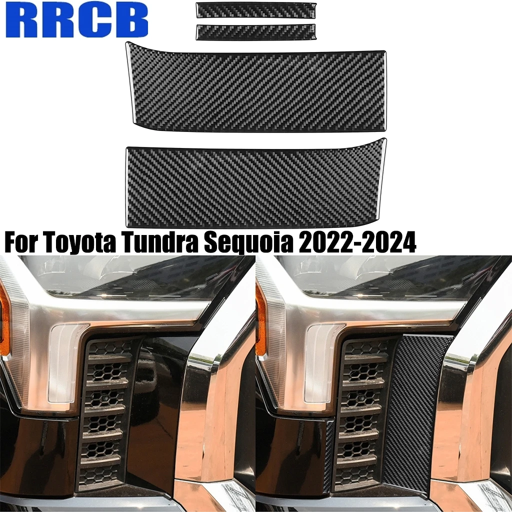 

For Toyota Tundra Sequoia 2022-2024 Carbon Fiber Headlight Panel Decorative Exterior Cover Stickers Auto Trim Car Accessories