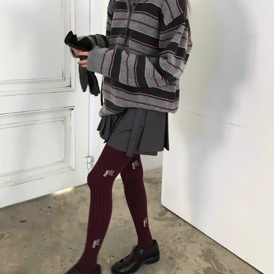Retro Korean Style Striped Loose Fit Long Sleeve Knitwear Casual Comfortable Warm Collared Sweater for Women Spring Autumn Wi...
