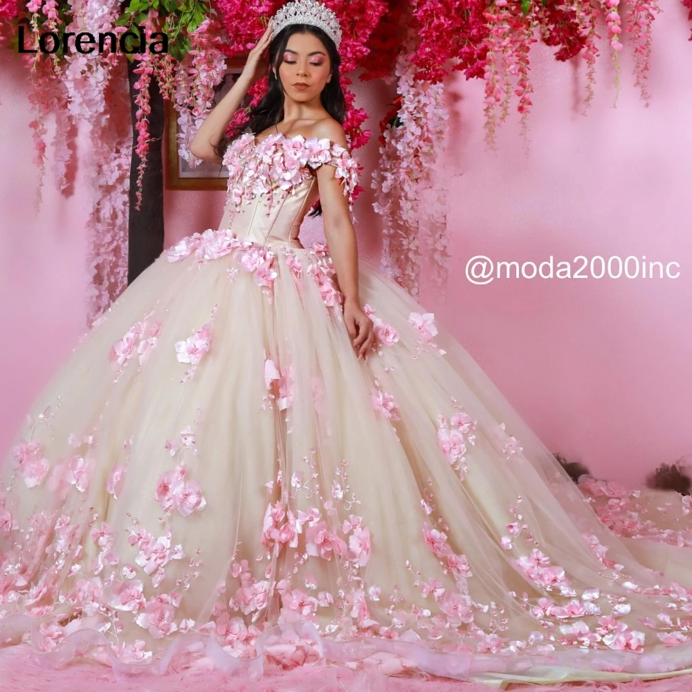 

Customized Pink Floral Quinceanera Dress Ball Gown Applique Beading Mexico Corset Sweet 16 Vestidos De 15 Años YD51