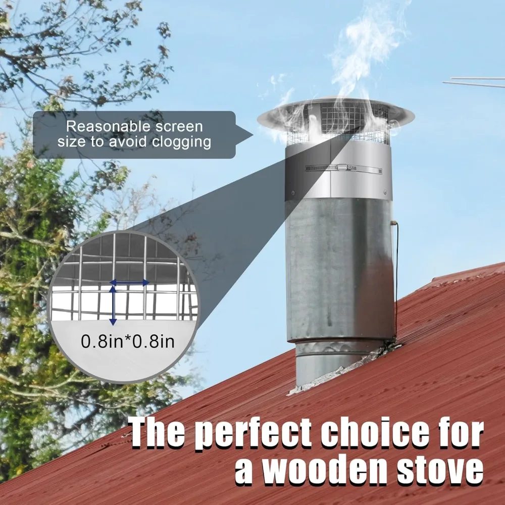 

14 Inch Round Chimney Cap(no Assembly Required), 14 Inch Tapered Top Chimney Cap with Fastening Device with Screen