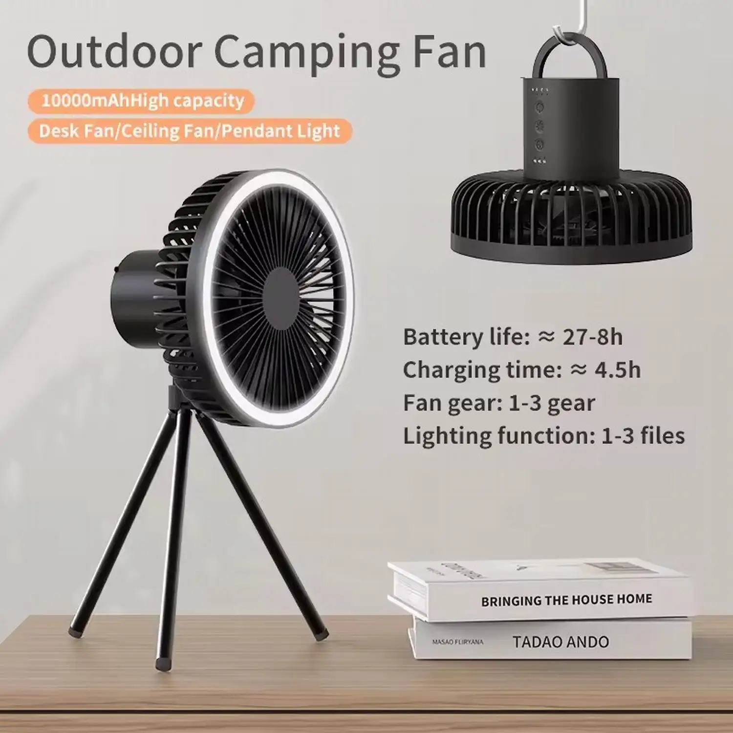 

Tripod Fan 10000Mah Portable Fan Mini Small Fan with Tripod Flexible Stand Cooling Fan for Bedroom Rechargeable LED Fan