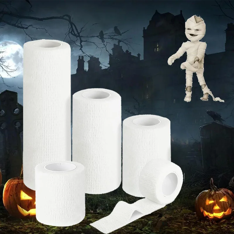 10Rolls Halloween Mummy Bandage White Elastic Bandages Self Adhesive Bandage Self Adhesive Bandage Wrap Stretch Cosplay Bandages