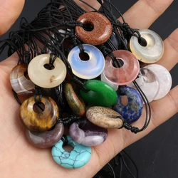 18mm Natural stone crystal agate Opal partial hole bead pendant DIY women's necklace jewelry accessories gift 1pc