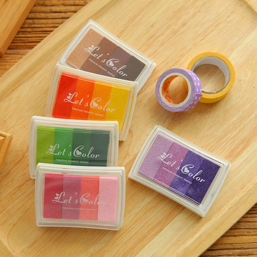 Durable Printing Oil + Sponge + Plastic Creative Stationery Decoration Gradient DIY Finger Print DIY Four-color Gradient Ink Pad