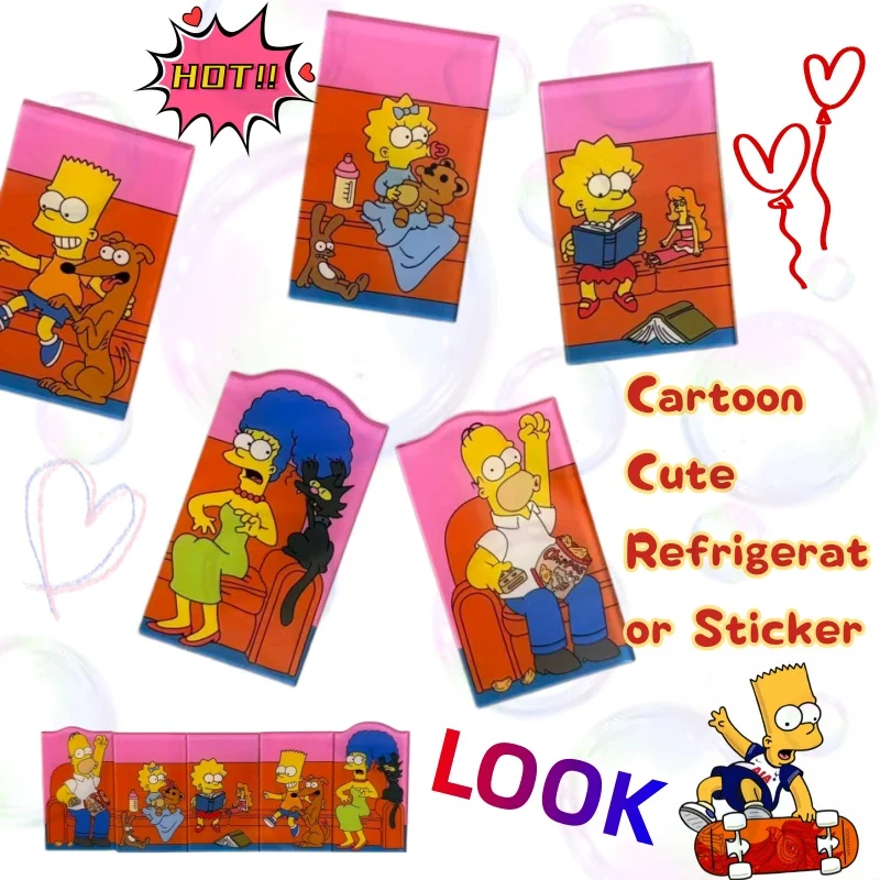 

Simpson anime peripheral super cute refrigerator sticker cartoon acrylic magnetic sticker cabinet personalized decoration