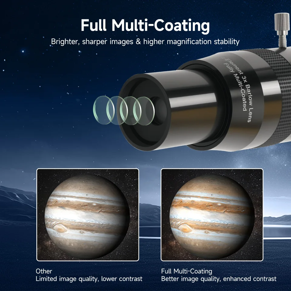 Svbony SV216 1,25" 2X/3X Barlow-Objektiv für astronomische Teleskop-Zubehör, visuelle Anwendungen zur Bildung – Detail 14