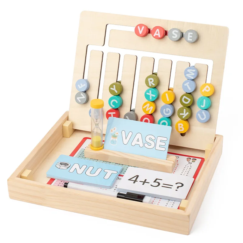 Montessori Multi-Functional Wooden Logic Game, Slide Board, Math Spelling, Kids Educational Preschool Toys, Learning