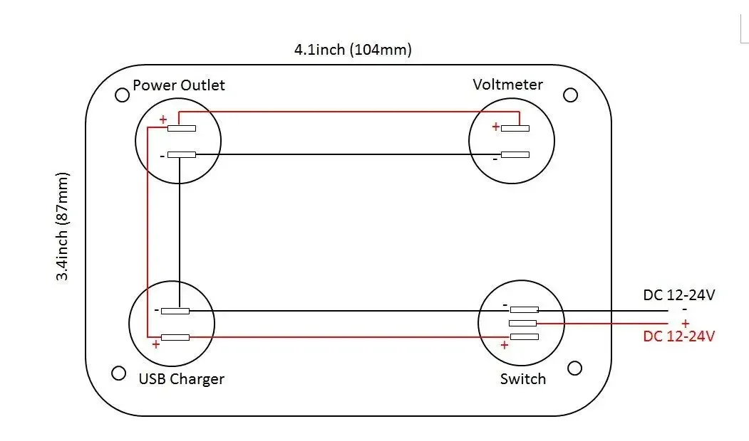 Diy 4 In 1 Dual Usb Charger 4.2A Voltmeter 12V Stopcontact Aan-uit Schakelaar Voor Auto boot Marine Rv Truck Camper Voertuigen