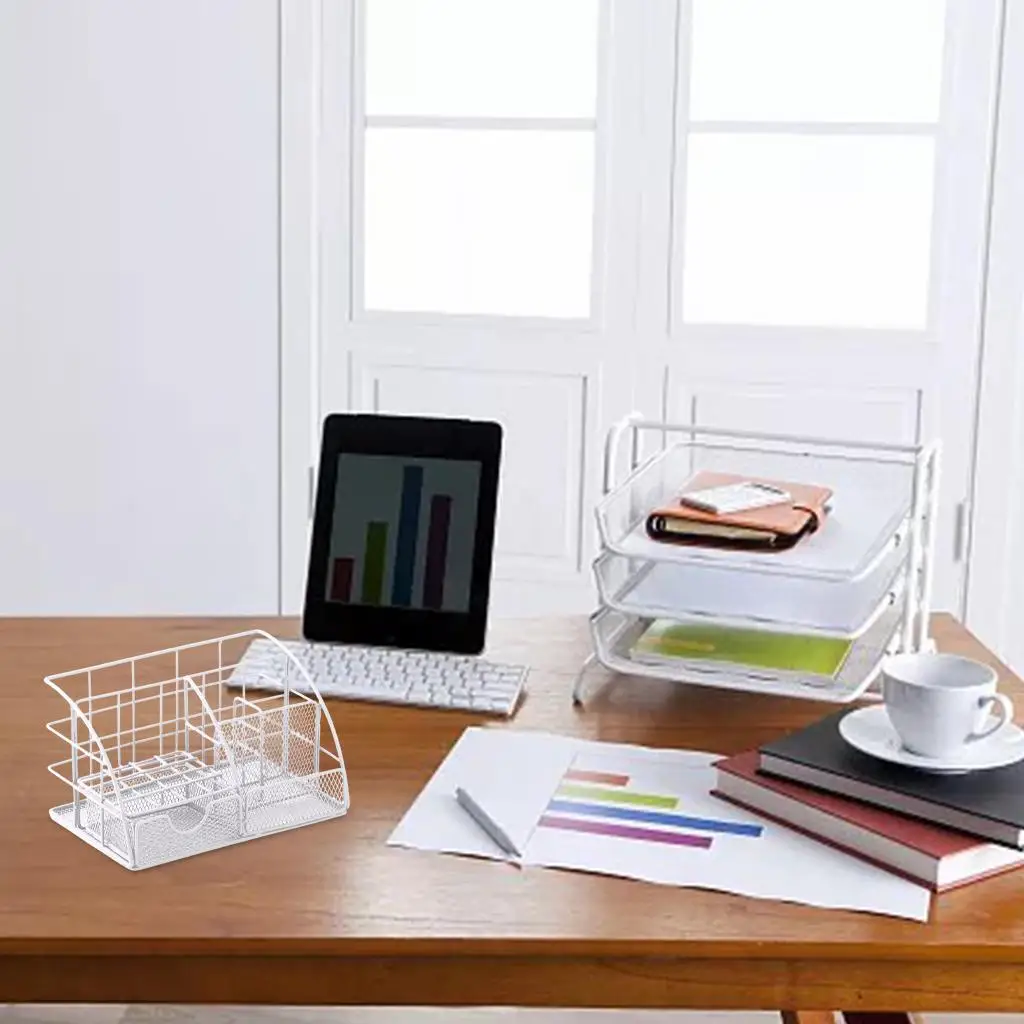Desktop Office Pen Pencil Holder Iron Desk Organizer for Scissors Ruler