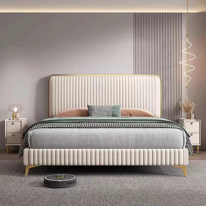 

Style Nordic Double Bed Headboard Cheap Full Size Modern Queen Double Bed Home Loft Design Cama Matrimonial Bedroom Furniture