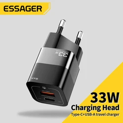 Essager 33W GaN USB Type C Charger QC4.0 PD3.0 Fast Quick Charging For Xiaomi Oneplus Redmi Samsung Huawei Mobile Phones Charger