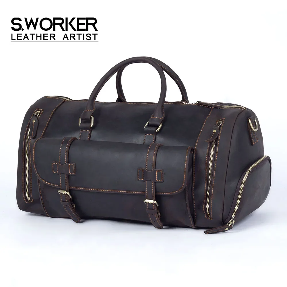 Vintage Genuine Leather Travel Bag Top Grain Cowhide 2 Vintage Genuine Leather Travel Bag Top Grain Cowhide