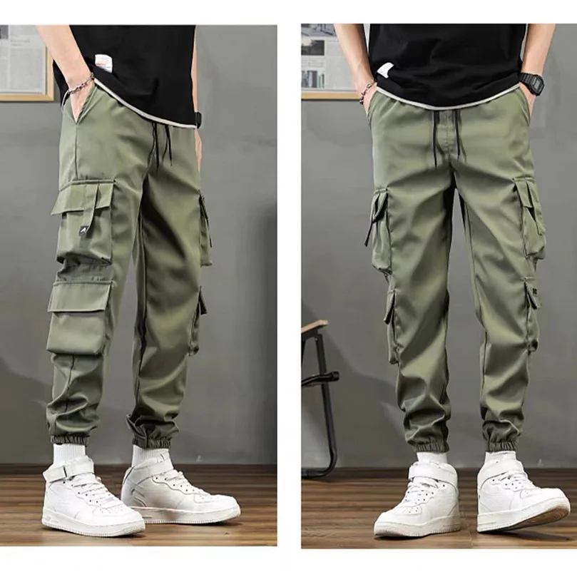 Pantalon cargo fin pour homme, pantalon de jogging multi-poches, grande taille, vêtements décontractés surdimensionnés, université, printemps, automne, 2025