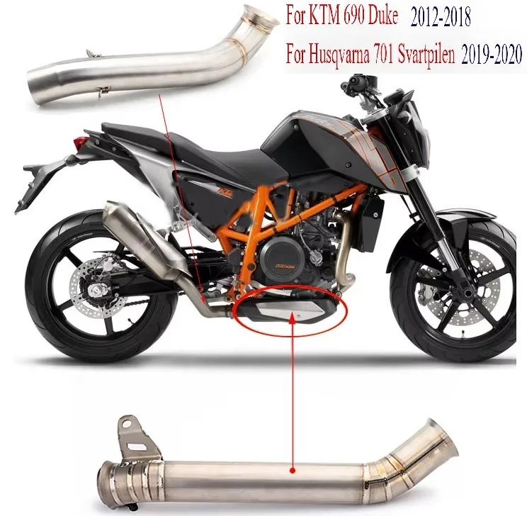 

Motorcycle Exhaust Modified Mid Link Pipe Connect Original Muffler Slip For KTM Duke 690 2013-2020 For Husqvarna 701 Svartpilen