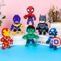 Super Hero Iron Man Thanos Micro Building Blocks Batman Spider-Man Model Hulk Mini Brick Captain America Toys For Christmas Gift