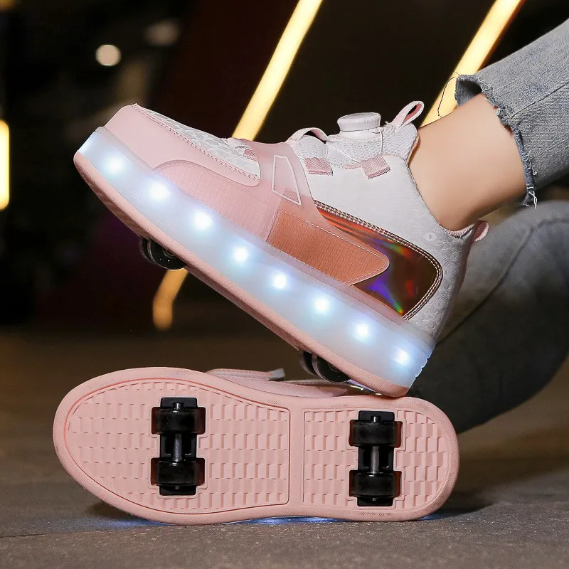2025 جديد مصباح ليد فلاش أحذية الأسطوانة أحذية رياضية أحذية تزلج مضمنة عجلات انفصال للبنين بنات التزلج في الهواء الطلق حجم 29-37 38 #3