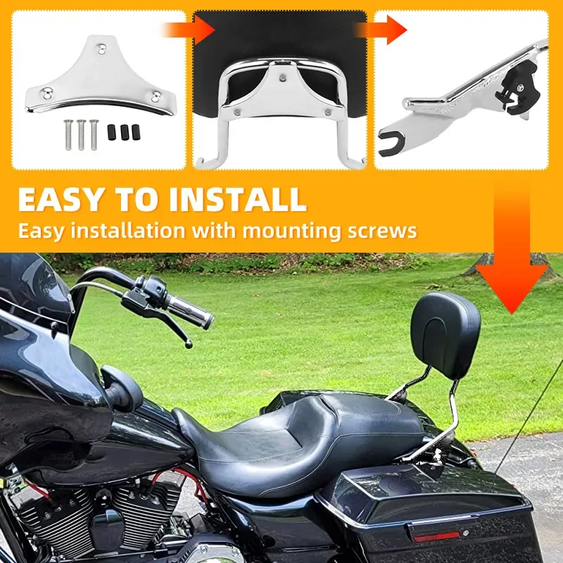 Detachable Motorcycle Rear Passenger Backrest Sissy Bars For Harley Road King CVO Street Glide Road Glide Special 2009-2023