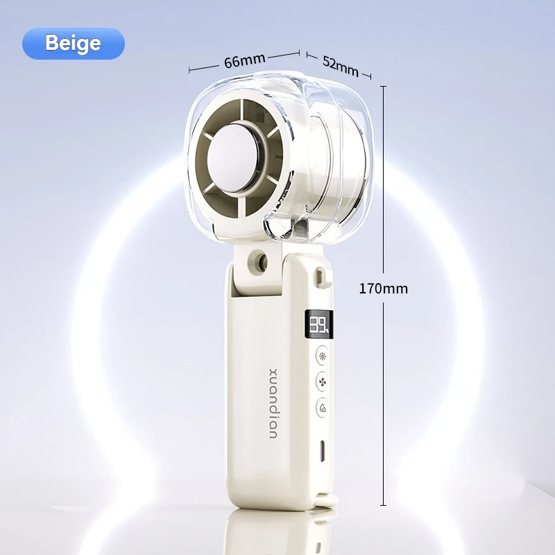 2026 new high-speed fan desktop folding digital display neck-hanging ice spray humidifying mini handheld small fan image 6