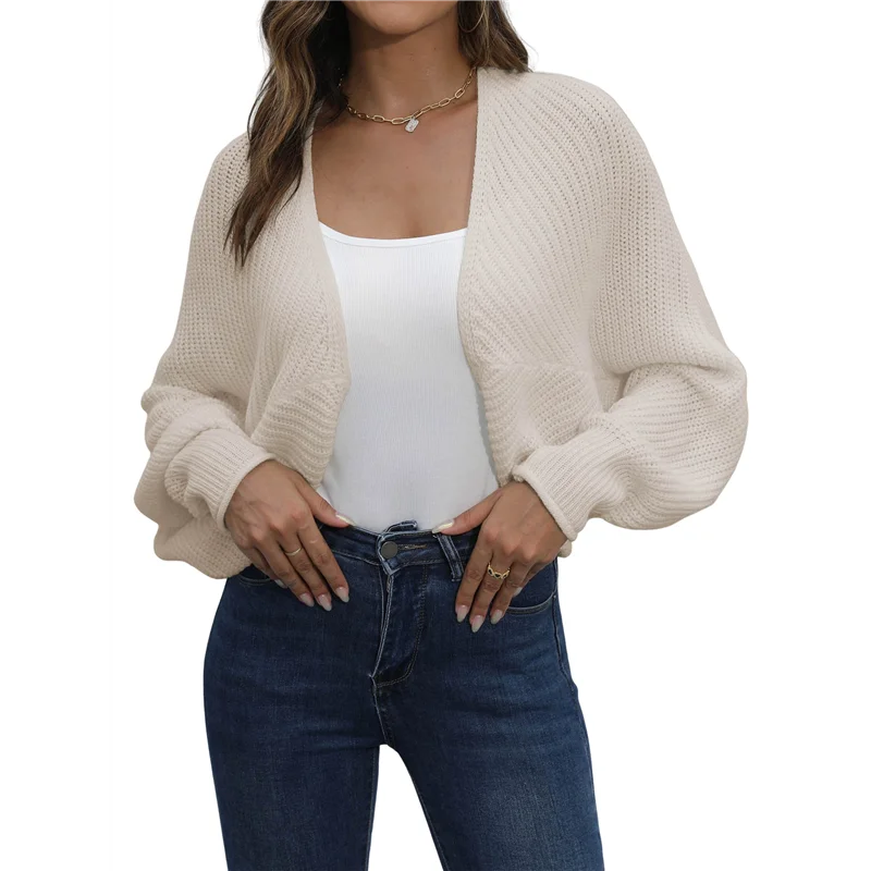 ABRT-Maglioni da donna Maglione cardigan corto aperto sul davanti Maglioni a pipistrello lavorati a maglia a maniche lunghe Coprispalle
