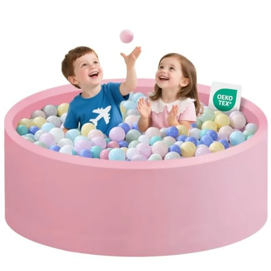 

Ball Pit for Toddlers 47.24''x15.75'' Baby Ball Pit Soft Foam Round Play Ball Pool Indoor Outdoor Game Pink No Balls