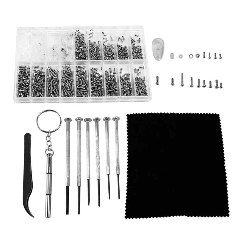 Eyeglass Repair Kit Sunglasses Repair Kit With Nose Pads Screws Screwdriver Tweezers For Watch Clock Spectacle Repair