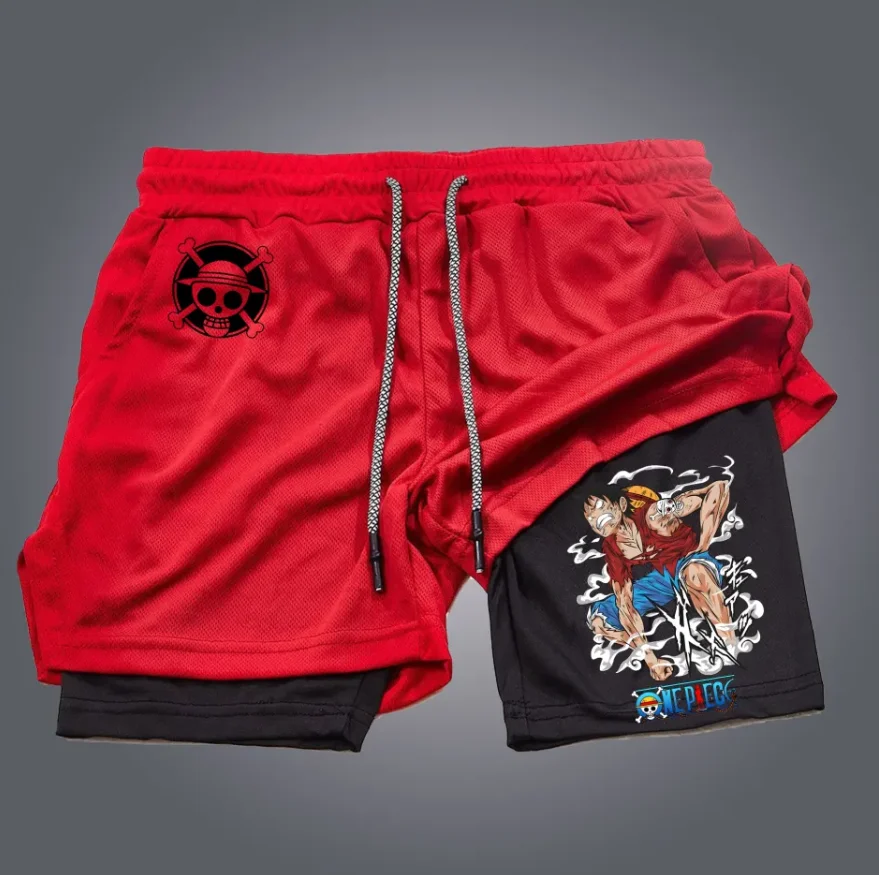 

One Piece official character printed shorts, retro Y2K anime beach shorts, quick-drying fabric, fitness and jogging